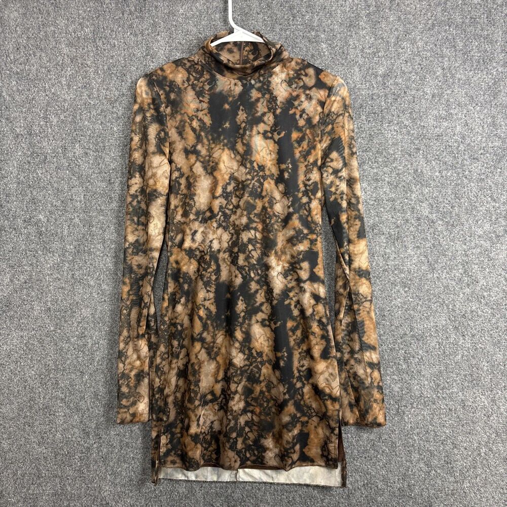 Runaway The Label Jodi Mini Dress Womens Size M Brown Stone Print Mesh Elegant